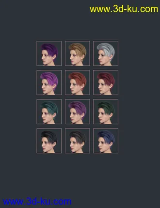 3D打印模型Qu Hair for Genesis 8 Female(s)的图片