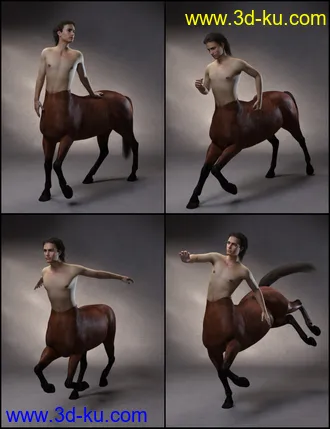 3D打印模型Quixotry's Poses for Centaur 7 Male and Female的图片