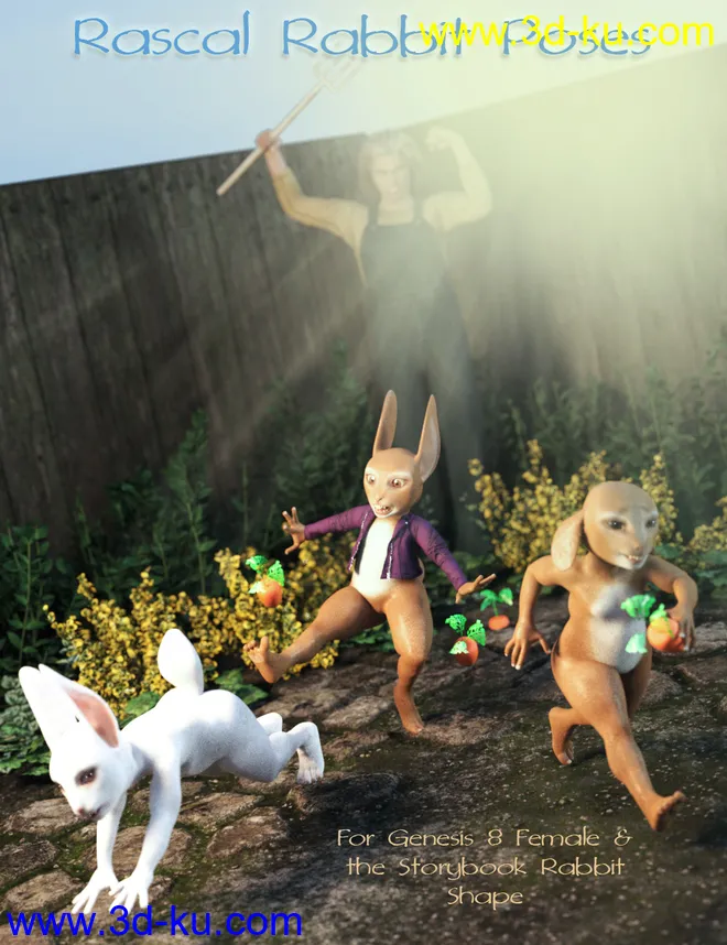 Rascal Rabbit Poses for Genesis 8 Female模型的图片2