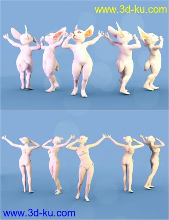 3D打印模型Rascal Rabbit Poses for Genesis 8 Female的图片