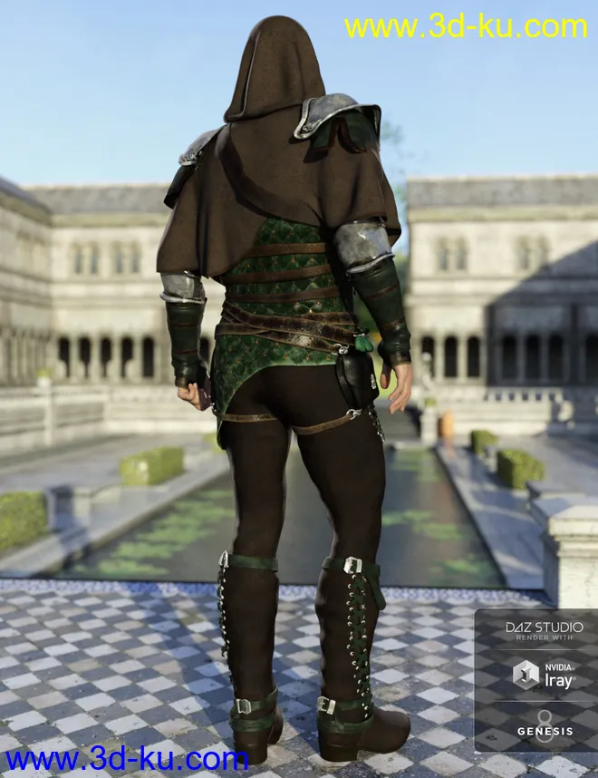 Raven Guild Assassin Outfit for Genesis 8 Male(s)模型的图片3