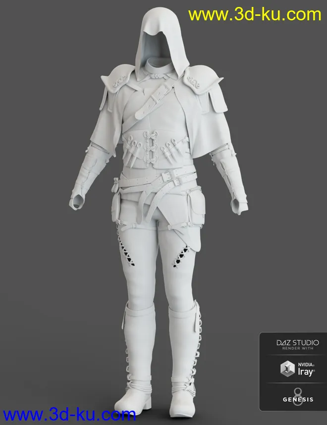 Raven Guild Assassin Outfit for Genesis 8 Male(s)模型的图片5