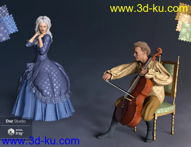 Regal Romance - Historical Pattern Iray Shader Presets模型的图片3