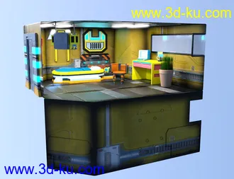 3D打印模型Retrospace Personal Quarters Scene Kit的图片