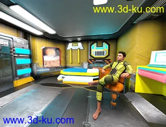 3D打印模型Retrospace Personal Quarters Scene Kit的图片