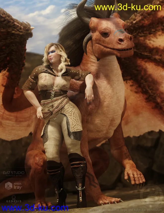 Riding Dragon for Dragon 3 with dForce Hair模型的图片1