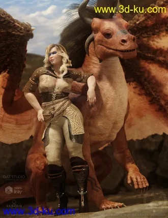 3D打印模型Riding Dragon for Dragon 3 with dForce Hair的图片