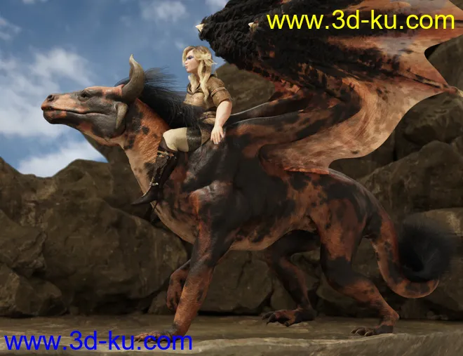 Riding Dragon for Dragon 3 with dForce Hair模型的图片3