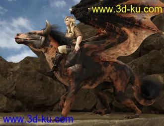 3D打印模型Riding Dragon for Dragon 3 with dForce Hair的图片