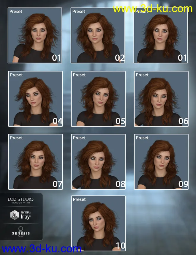 Robin Hair for Genesis 8 Female(s)模型的图片10