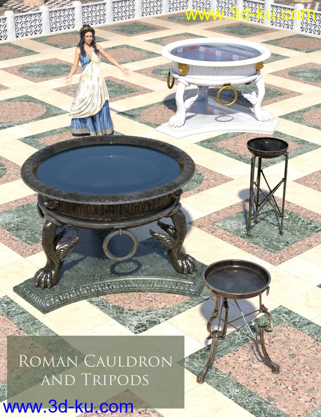 Roman Cauldron and Tripods模型的图片1
