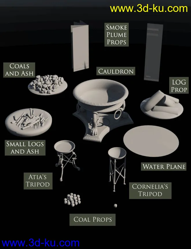 Roman Cauldron and Tripods模型的图片10