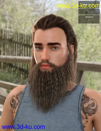 3D打印模型Ryanno Hair and Beard Set for Genesis 8 Male的图片