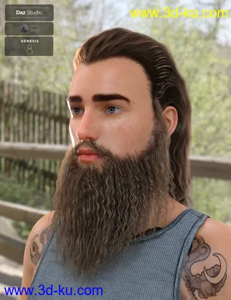3D打印模型Ryanno Hair and Beard Set for Genesis 8 Male的图片