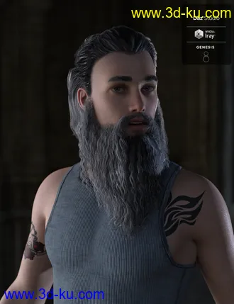 3D打印模型Ryanno Hair and Beard Set for Genesis 8 Male的图片