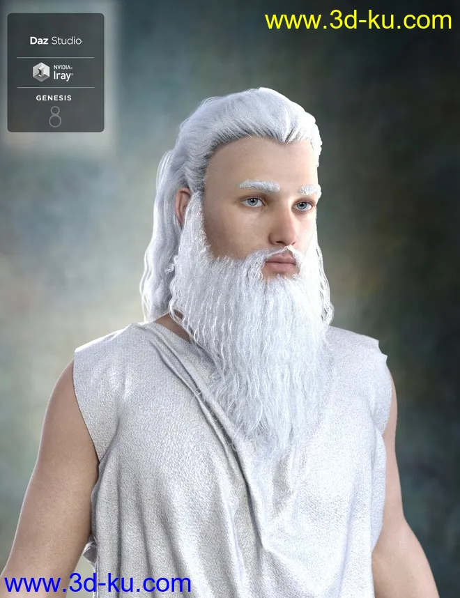 Ryanno Hair and Beard Set for Genesis 8 Male模型的图片6