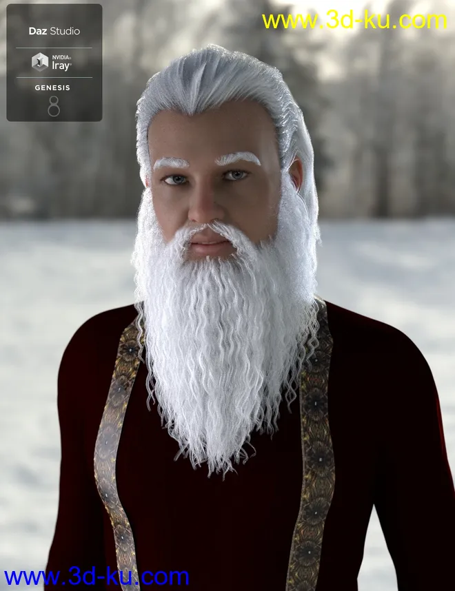 Ryanno Hair and Beard Set for Genesis 8 Male模型的图片7