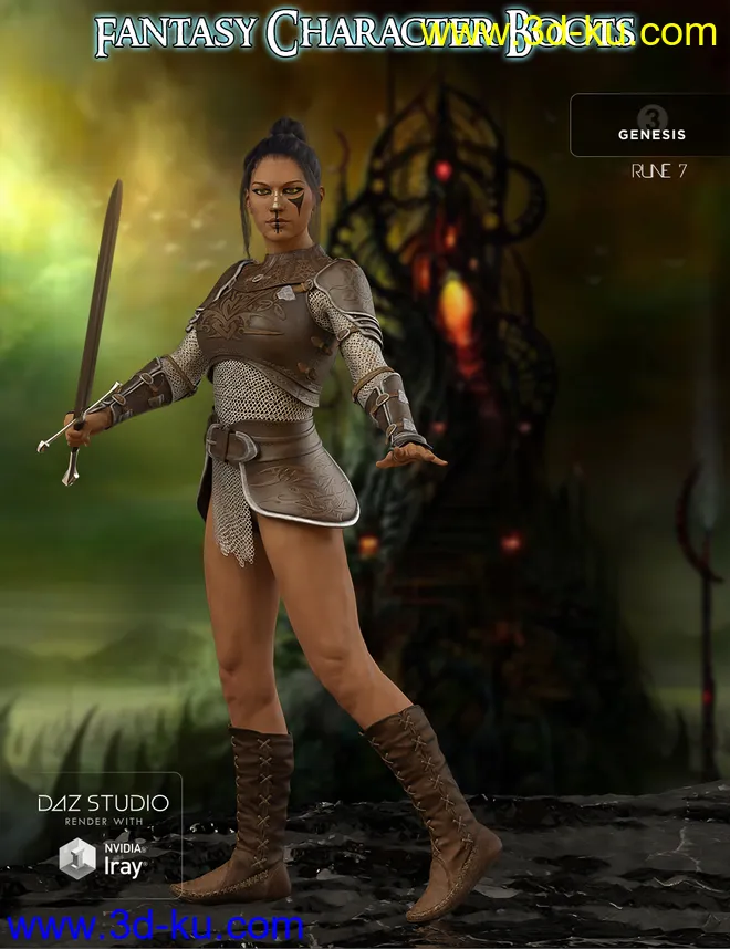 S3D FC Boots for Genesis 3 and 8 Female(s)模型的图片6
