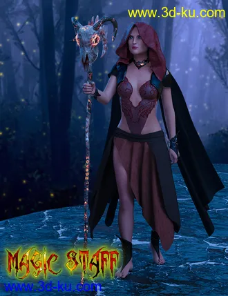 3D打印模型S3D Magic Staffs and Poses for Aiko 8 and Genesis 8 Female(s)的图片