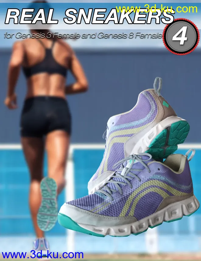 S3D Real Sneakers 4 for Genesis 3 and 8 Female(s)模型的图片1