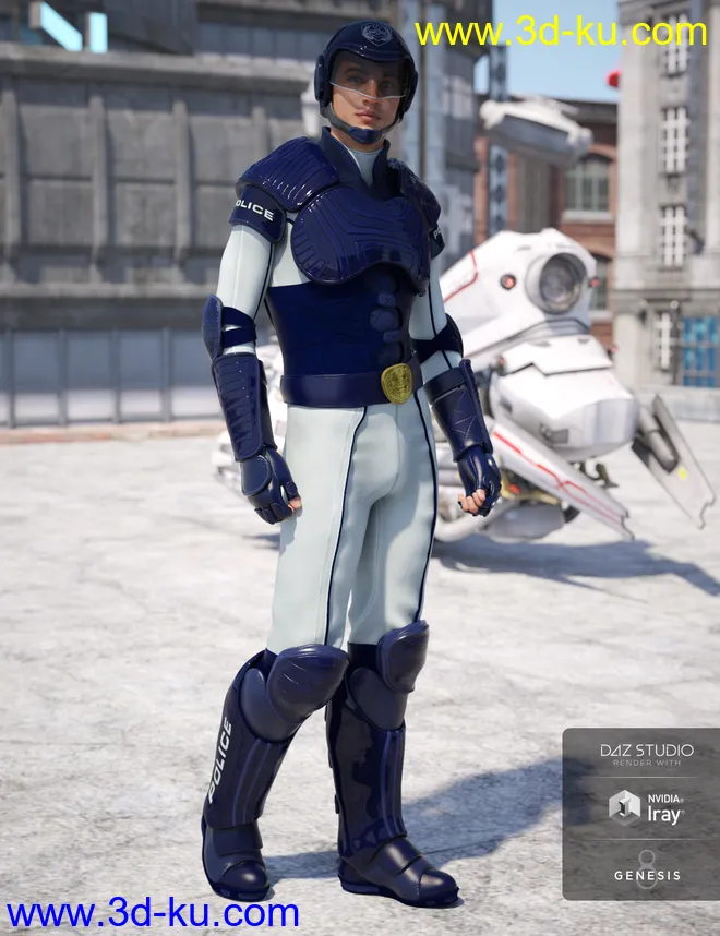Sci-fi Police Officer Textures for Genesis 8 Male(s)模型的图片4