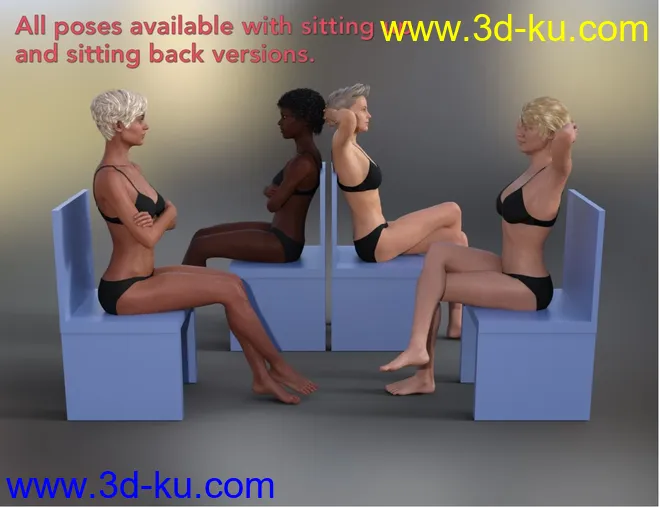 Simply Sitting Poses for Genesis 8模型的图片4