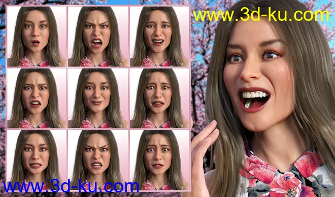Spirited - Expressions for Genesis 8 Female and Gabriela 8模型的图片4
