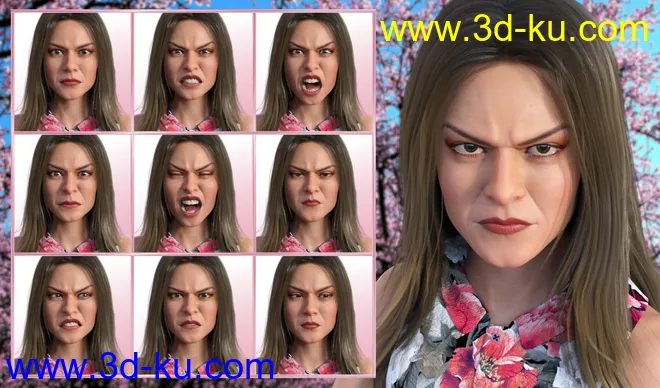 Spirited - Expressions for Genesis 8 Female and Gabriela 8模型的图片5