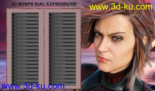 Spy - Expressions for Genesis 8 Female and Josephene 8模型的图片7