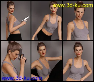 3D打印模型Spy Girl Poses and Expressions for Josephene 8 and Genesis 8 Female的图片