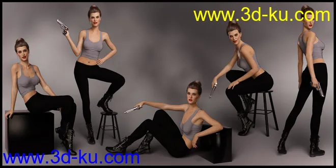 Spy Girl Poses and Expressions for Josephene 8 and Genesis 8 Female模型的图片3