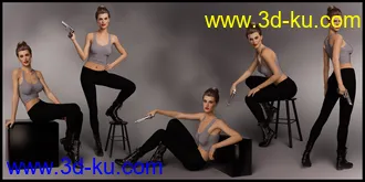 3D打印模型Spy Girl Poses and Expressions for Josephene 8 and Genesis 8 Female的图片