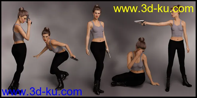 Spy Girl Poses and Expressions for Josephene 8 and Genesis 8 Female模型的图片4