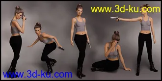 3D打印模型Spy Girl Poses and Expressions for Josephene 8 and Genesis 8 Female的图片