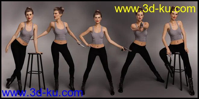 Spy Girl Poses and Expressions for Josephene 8 and Genesis 8 Female模型的图片5