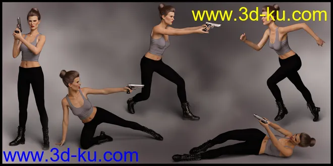 Spy Girl Poses and Expressions for Josephene 8 and Genesis 8 Female模型的图片6