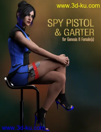 3D打印模型Spy Pistol and Garter for Genesis 8 Female的图片