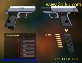3D打印模型Spy Pistol and Garter for Genesis 8 Female的图片