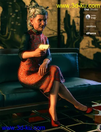 3D打印模型Spy Pistol and Garter for Genesis 8 Female的图片