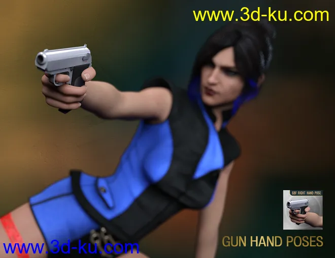 Spy Pistol and Garter for Genesis 8 Female模型的图片14