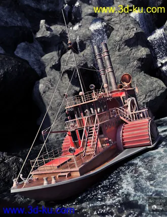 3D打印模型Steampunk Paddle Boat的图片