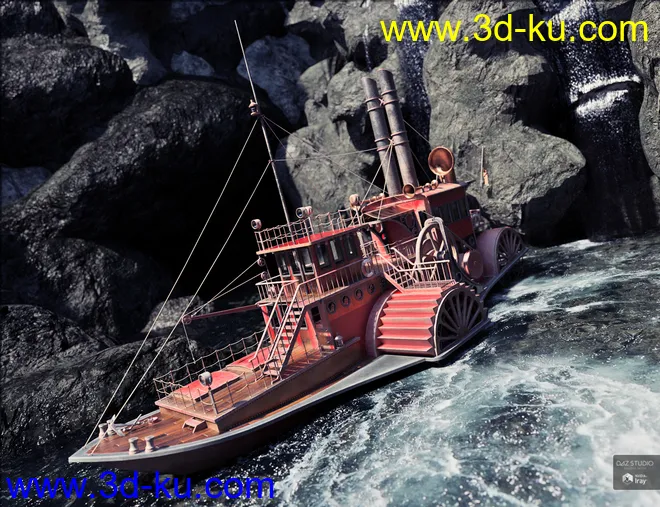 Steampunk Paddle Boat模型的图片3