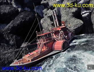 3D打印模型Steampunk Paddle Boat的图片