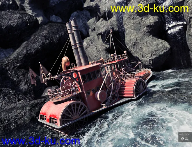 Steampunk Paddle Boat模型的图片4