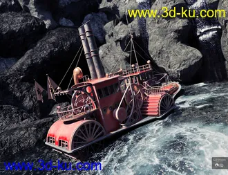 3D打印模型Steampunk Paddle Boat的图片