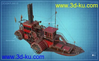3D打印模型Steampunk Paddle Boat的图片