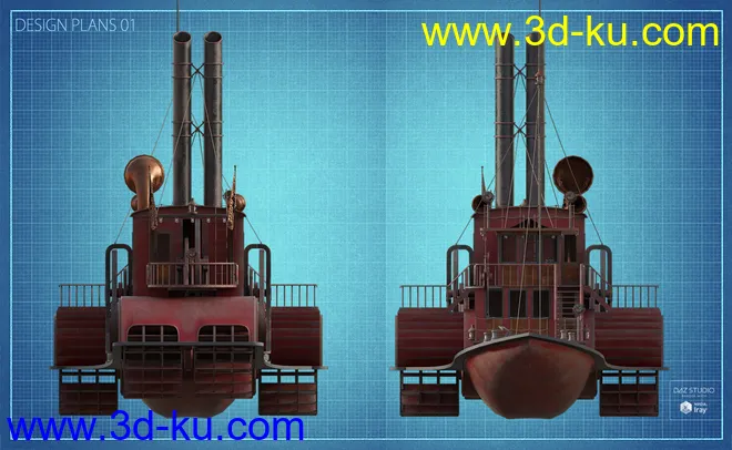 Steampunk Paddle Boat模型的图片6