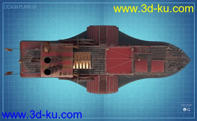 Steampunk Paddle Boat模型的图片7