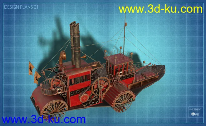 Steampunk Paddle Boat模型的图片8