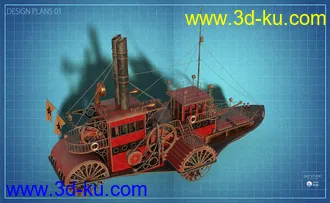 3D打印模型Steampunk Paddle Boat的图片